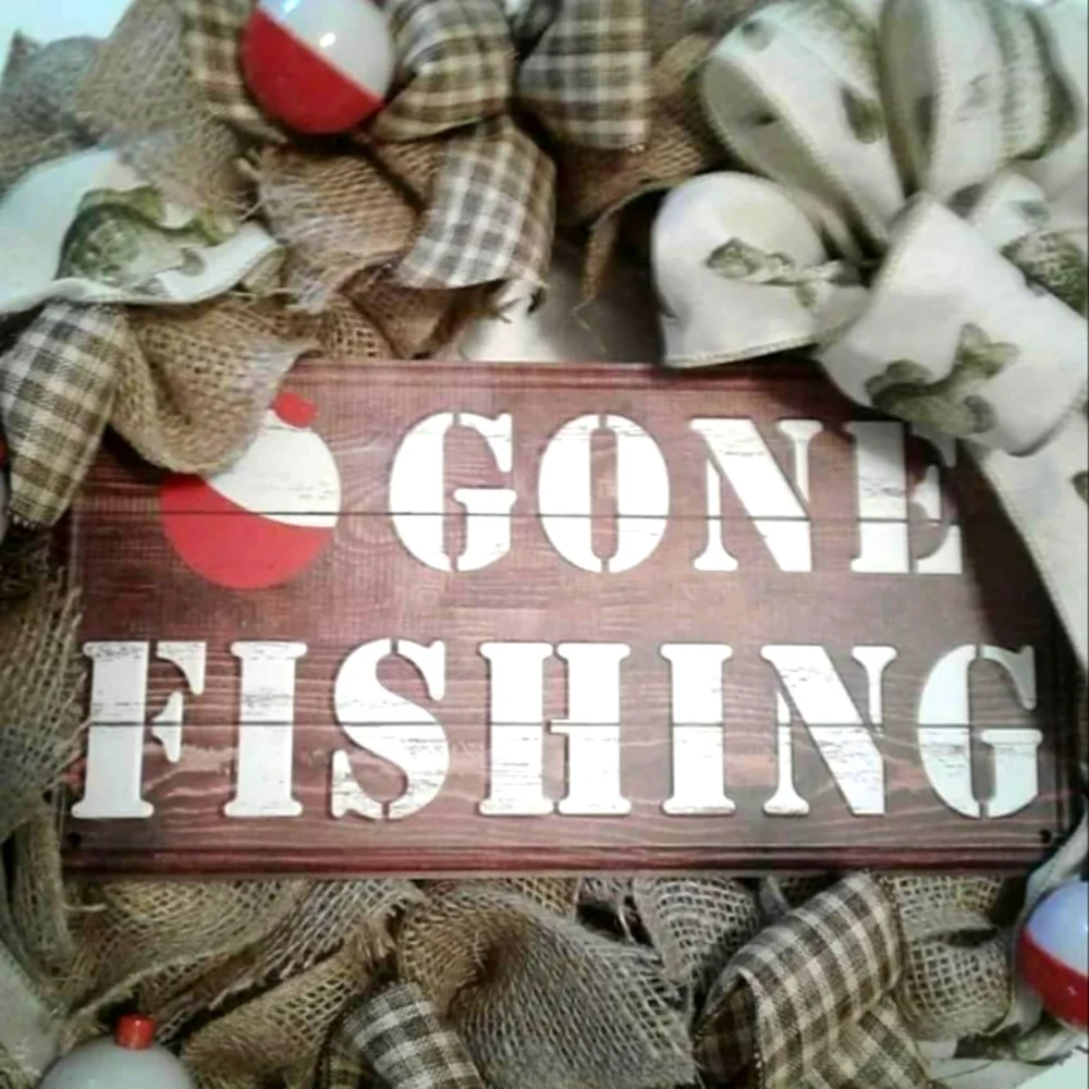 Summer Wreath Fish Lake-house Fishing Wreath Gone Fishing Lake-house Final Sale